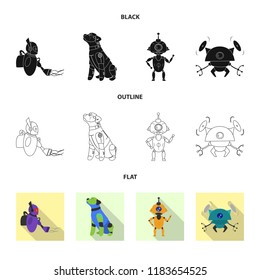 Vector design of robot and factory icon. Collection of robot and space stock vector illustration.