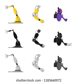 Vector design of robot and factory icon. Collection of robot and space vector icon for stock.