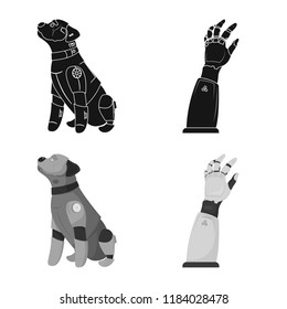Vector design of robot and factory icon. Collection of robot and space vector icon for stock.