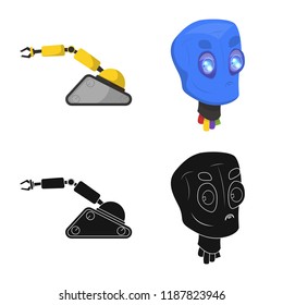 Vector design of robot and factory icon. Collection of robot and space vector icon for stock.