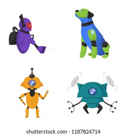 Vector design of robot and factory icon. Collection of robot and space stock vector illustration.