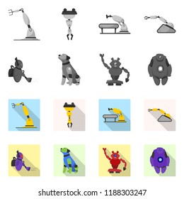 Vector design of robot and factory icon. Collection of robot and space vector icon for stock.