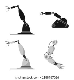 Vector design of robot and factory icon. Collection of robot and space stock vector illustration.