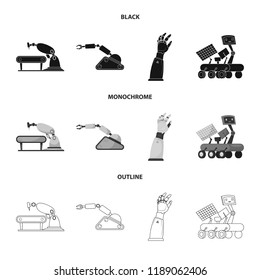 Vector design of robot and factory icon. Set of robot and space vector icon for stock.
