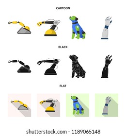 Vector design of robot and factory icon. Collection of robot and space stock symbol for web.