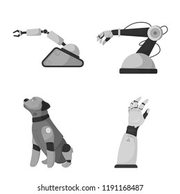 Vector design of robot and factory icon. Set of robot and space stock vector illustration.
