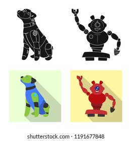 Vector design of robot and factory icon. Set of robot and space vector icon for stock.