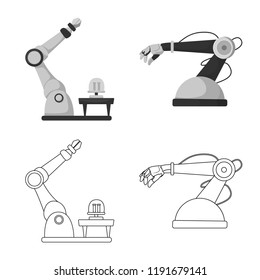 Vector design of robot and factory icon. Collection of robot and space vector icon for stock.