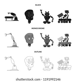 Vector design of robot and factory icon. Set of robot and space stock symbol for web.