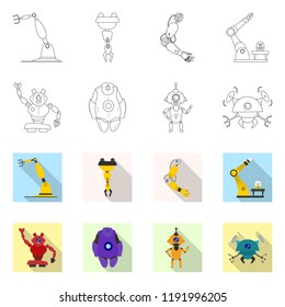 Vector design of robot and factory icon. Collection of robot and space stock vector illustration.