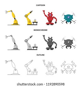 Vector design of robot and factory icon. Set of robot and space vector icon for stock.