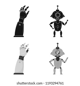 Vector design of robot and factory icon. Collection of robot and space stock vector illustration.