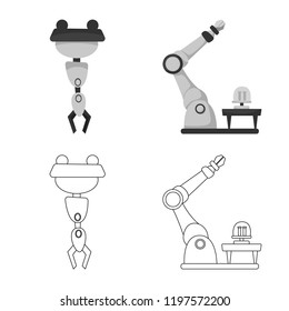 Vector design of robot and factory icon. Collection of robot and space vector icon for stock.