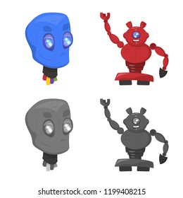 Vector design of robot and factory icon. Set of robot and space stock symbol for web.