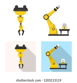Vector design of robot and factory icon. Set of robot and space stock symbol for web.