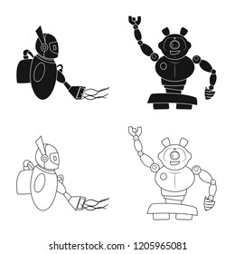 Vector design of robot and factory icon. Set of robot and space stock vector illustration.
