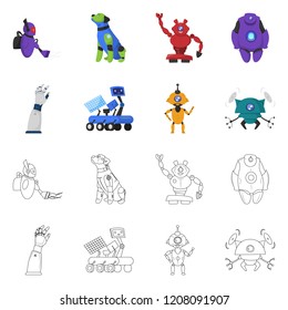 Vector design of robot and factory icon. Set of robot and space stock vector illustration.