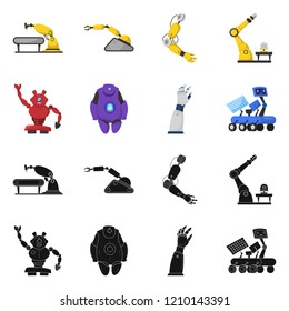 Vector design of robot and factory icon. Collection of robot and space vector icon for stock.