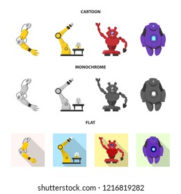 Vector design of robot and factory icon. Collection of robot and space stock vector illustration.