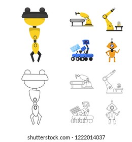 Vector design of robot and factory icon. Collection of robot and space stock vector illustration.
