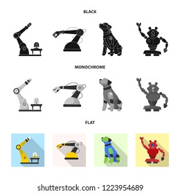Vector design of robot and factory icon. Collection of robot and space stock symbol for web.