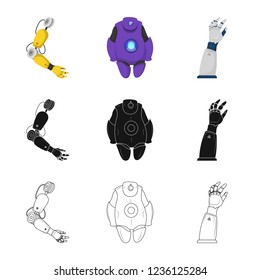 Vector design of robot and factory icon. Collection of robot and space vector icon for stock.