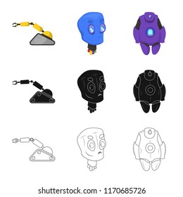 Vector design of robot and factory logo. Set of robot and space vector icon for stock.