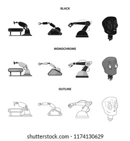 Vector design of robot and factory logo. Collection of robot and space vector icon for stock.