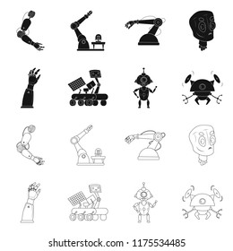 Vector design of robot and factory logo. Collection of robot and space stock vector illustration.