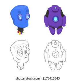 Vector design of robot and factory logo. Collection of robot and space vector icon for stock.