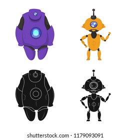 Vector design of robot and factory logo. Set of robot and space stock symbol for web.