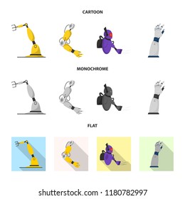 Vector design of robot and factory logo. Collection of robot and space stock symbol for web.