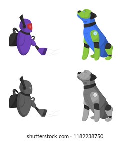 Vector design of robot and factory logo. Collection of robot and space vector icon for stock.