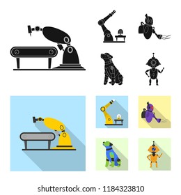 Vector design of robot and factory logo. Collection of robot and space vector icon for stock.