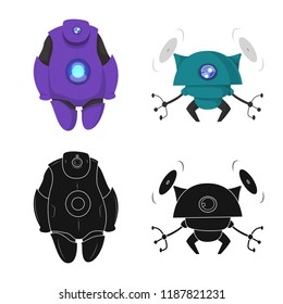 Vector design of robot and factory logo. Set of robot and space vector icon for stock.