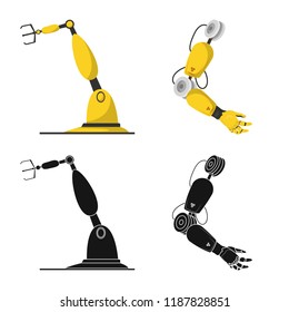 Vector design of robot and factory logo. Collection of robot and space stock symbol for web.