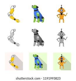 Vector design of robot and factory logo. Collection of robot and space stock vector illustration.
