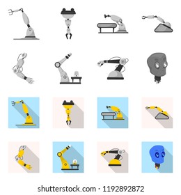 Vector design of robot and factory logo. Set of robot and space vector icon for stock.