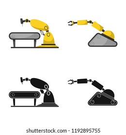 Vector design of robot and factory logo. Collection of robot and space stock symbol for web.