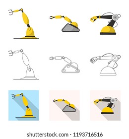 Vector design of robot and factory logo. Set of robot and space stock vector illustration.