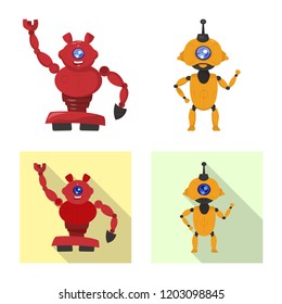 Vector design of robot and factory logo. Set of robot and space stock symbol for web.