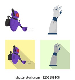 Vector design of robot and factory logo. Set of robot and space stock vector illustration.