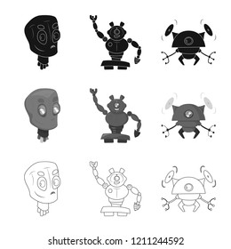 Vector design of robot and factory logo. Collection of robot and space stock vector illustration.