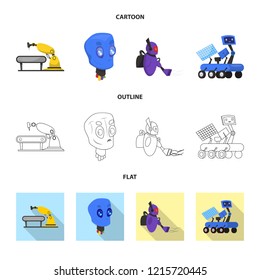 Vector design of robot and factory logo. Collection of robot and space stock symbol for web.