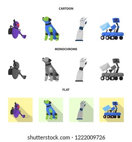 Vector design of robot and factory logo. Set of robot and space stock vector illustration.