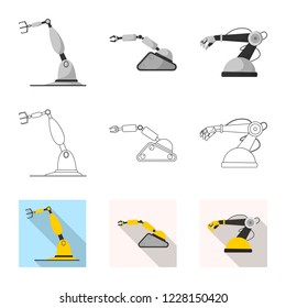 Vector design of robot and factory logo. Set of robot and space stock vector illustration.