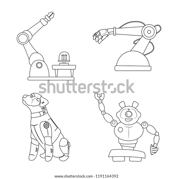 Vector Design Robot Factory Logo Set Stock Vector Royalty Free