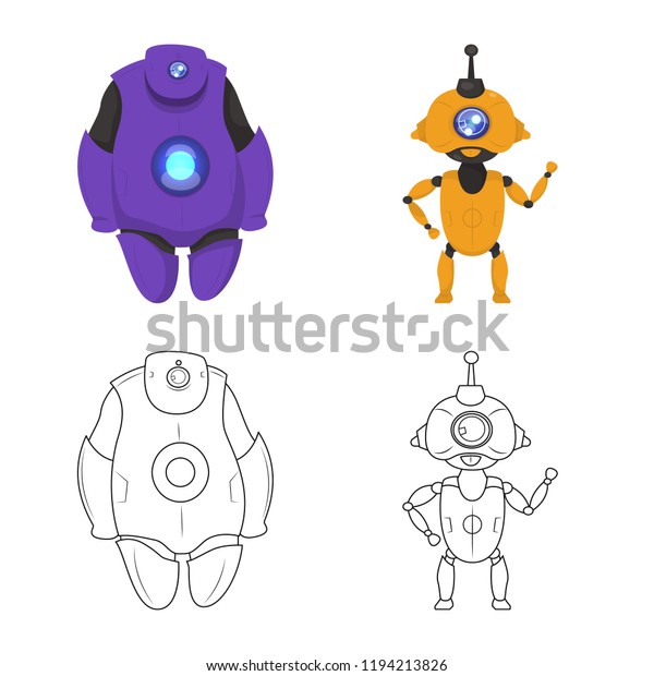 Vector Design Robot Factory Logo Set Stock Vector Royalty Free