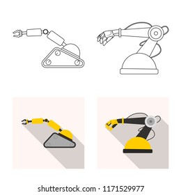 Vector design of robot and factory sign. Collection of robot and space vector icon for stock.