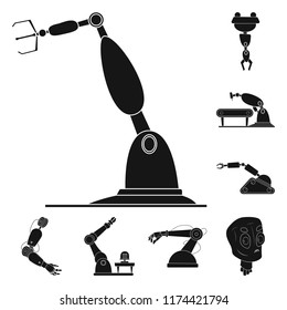 Vector design of robot and factory sign. Set of robot and space vector icon for stock.